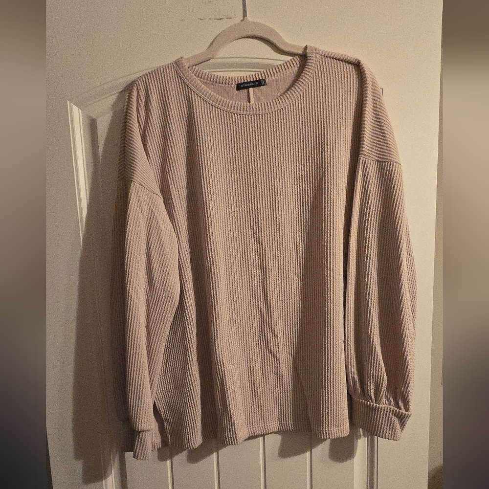 Staccato Beige Ribbed Knit Top